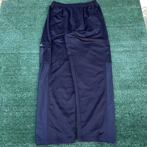 VTG Adidas Track Pants Mens XL Black Dark Green Baggy Cargo Pocket 31" 90s Y2K